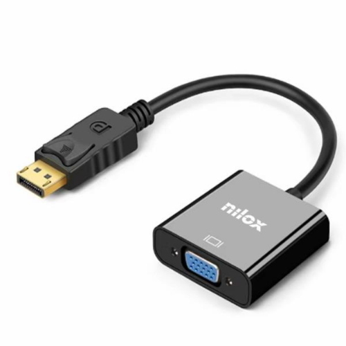 NILOX ADATTATORE VIDEO DA DISPLAY PORT MASCHIO A VGA FEMMINA 1080p / 1920 × 1200 (WUXGA) NERO